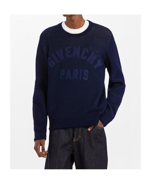 Givenchy Blue Giv Logo Sweater Sn62 for men