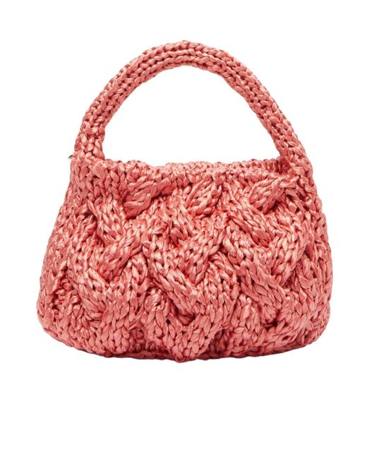 J.W. Anderson Red Jw Anderson Small Cable-Knitted Top Handle Bag
