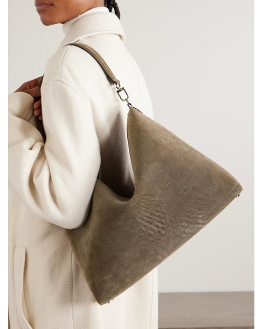 Totême  Gray Totême Medium Bevel Zipped Shoulder Bag