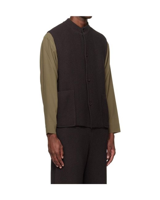 Homme Plissé Issey Miyake Black Crew Neck Knitted Vest for men