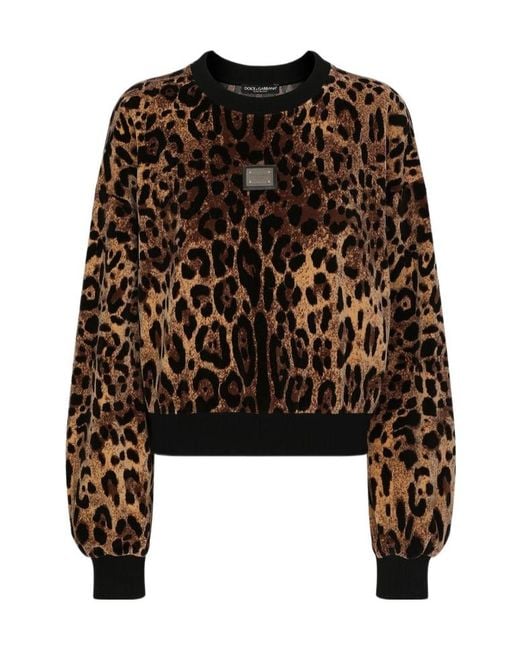 Dolce & Gabbana Black Leopard-Jacquard Chenille Jumper