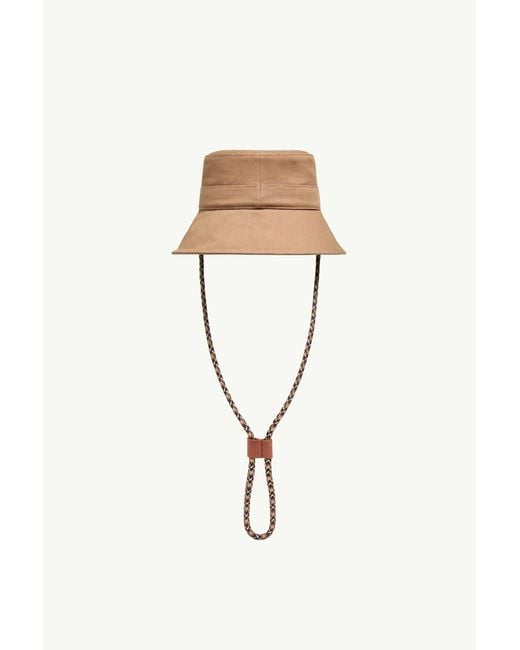 Moncler White Logo Patch Drawstring Bucket Hat