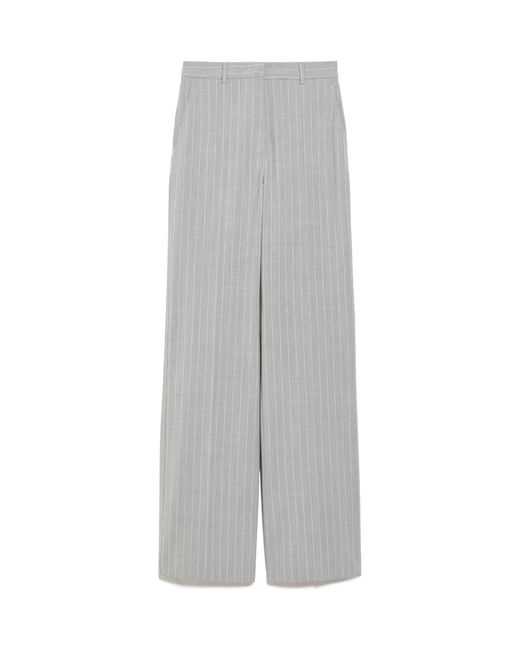 Max Mara Gray Pinstripe Wool Casual Pants