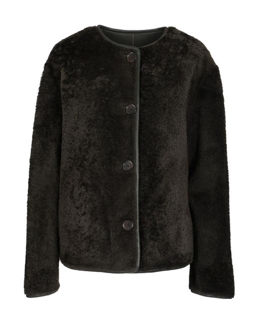Arma Black Button-Fastening Shearling Jacket