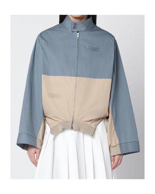 MM6 by Maison Margiela Blue Colourblock High Neck Jacket