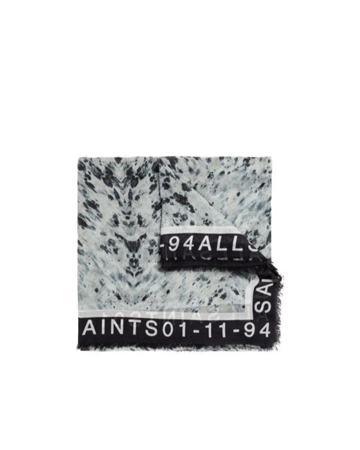 AllSaints Gray Printed Silk Scarf