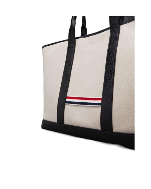 Thom Browne Black Medium Rwb Stripe Top Handle Bag for men