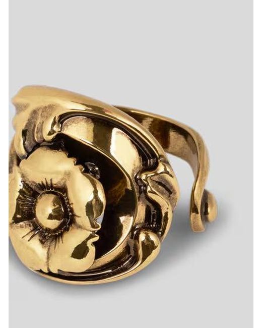 Etro Metallic Open Band Flower-Shaped Baroque Ring