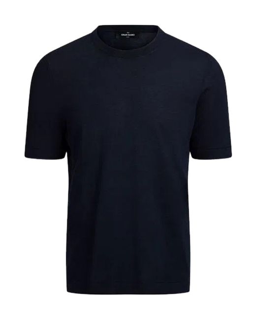 Gran Sasso Blue Short-Sleeve Sweater for men