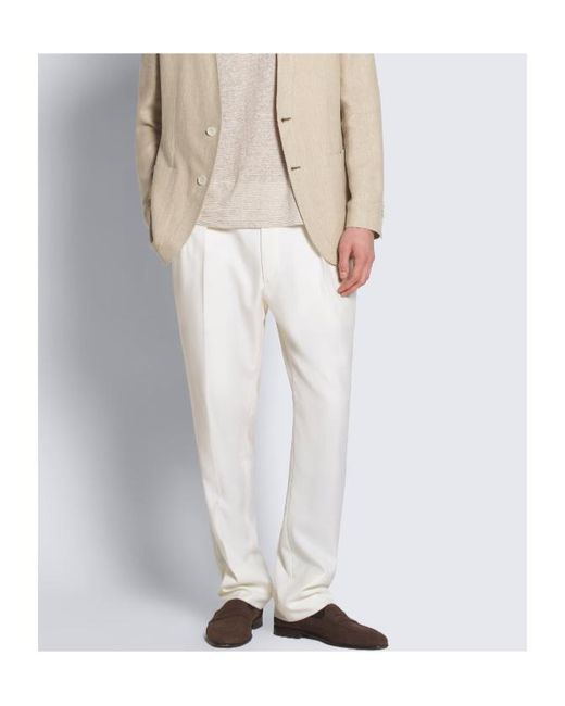 Brioni White Casual Pants With Belt Loops for men