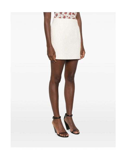 Alessandra Rich White Bouclé-Knit Mini Skirt