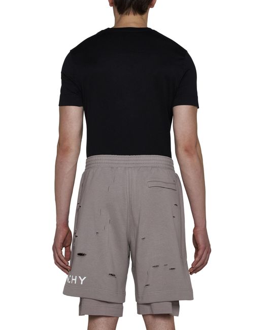 Givenchy Gray Destroyed Effect Bermuda Shorts for men