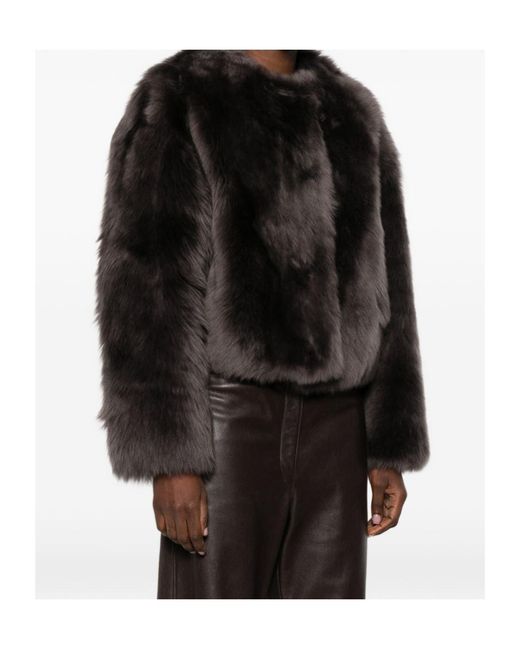 Tagliatore Black Long-Sleeve Shearling Jacket