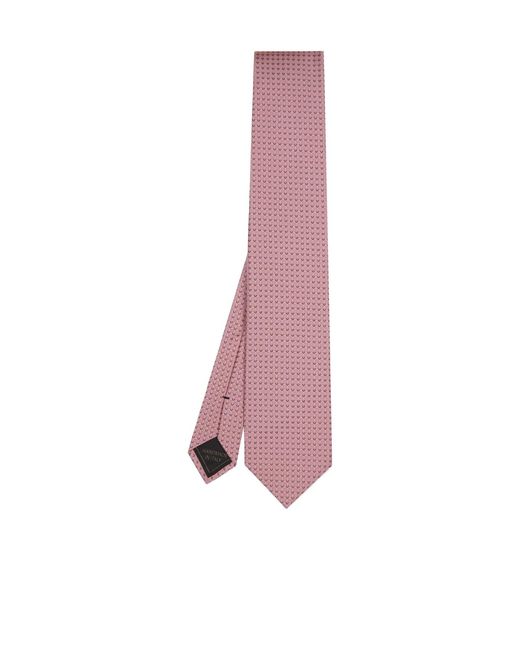 Brioni Pink And Micro Motif Jacquard Silk Tie for men