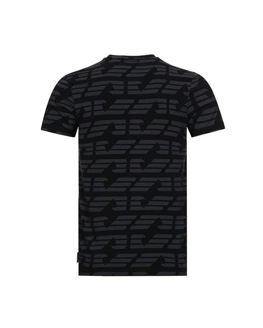 Emporio Armani Black Logo Printed T-Shirt for men