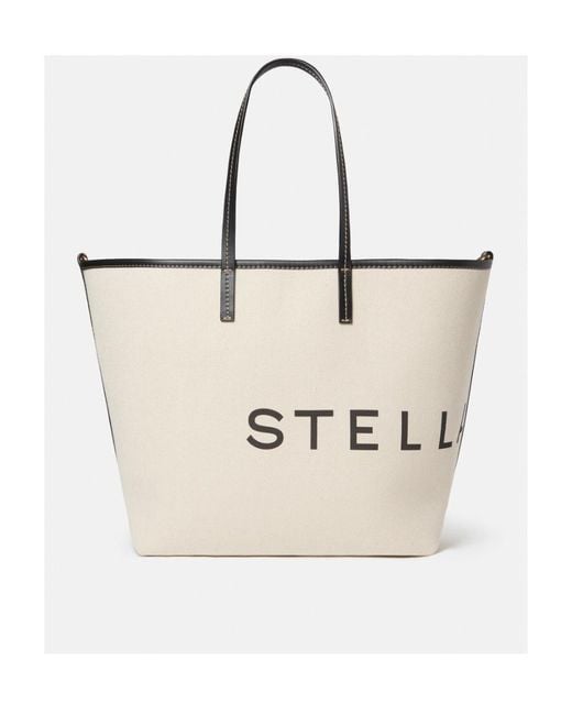 Stella McCartney Natural Logo Printed Tote Bag