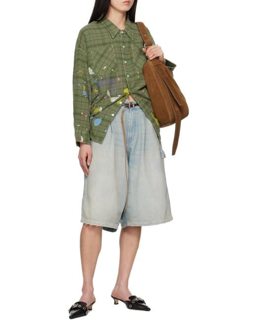 R13 Blue Belt Loop Denim Shorts