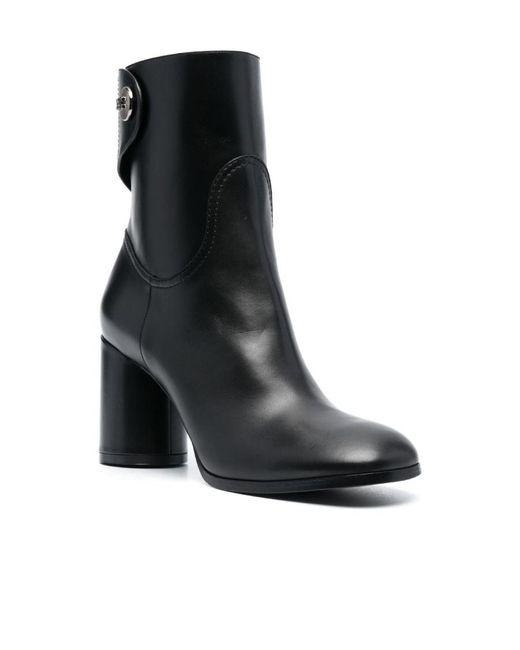 Casadei Black 90Mm Block-Heel Leather Boots