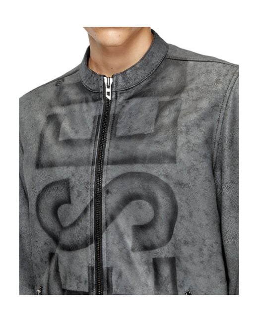 DIESEL Gray L-Evert-A Biker Leather Jacket for men