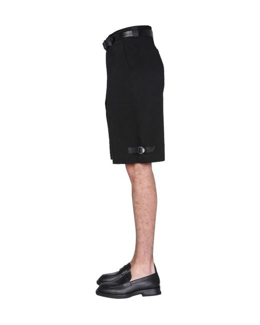 McQueen Black Strap Detailed Shorts for men