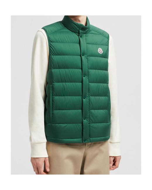 Moncler Green Barthe Logo Patch Padded Gilet for men