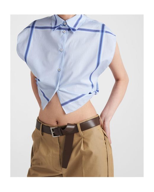Prada Natural Belted Twill Trousers