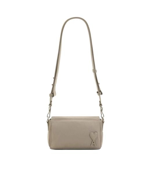AMI White Flap Shoulder Bag for men