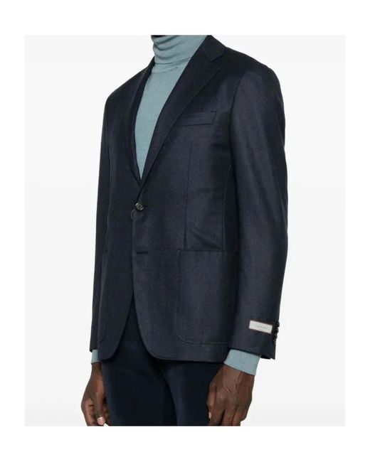Canali Blue Patch-Pocket Two-Button Blazer for men