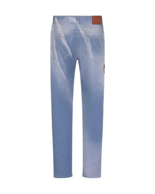 Dior Blue Homme Logo Patch Straight Leg Jeans for men