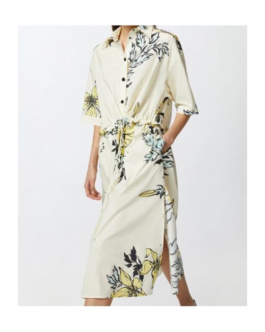 Pinko White Floral-Print Shirt Dress