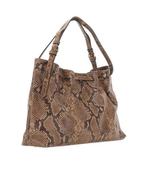 Gianni Chiarini Brown Mimi Python-Effect Leather Shoulder Bag