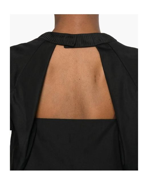Sacai Black Poplin Open-Back Top