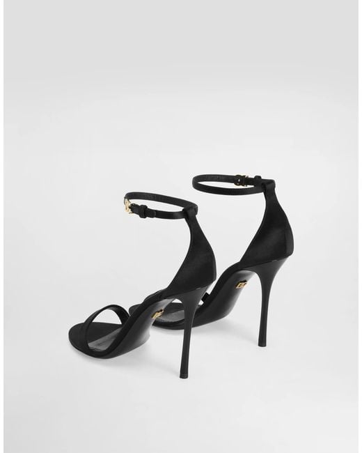 Dolce & Gabbana Black Logo Ankle-Strap Heeled Sandals