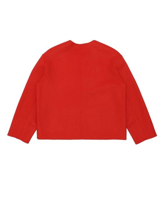 Weekend by Maxmara Red Round-Neck Long-Sleeved Casual Jacket