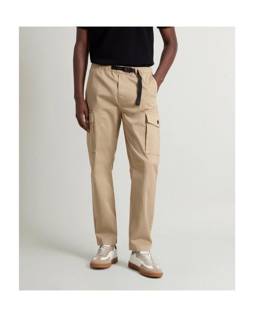 Woolrich Natural Belted Cargo Trousers for men