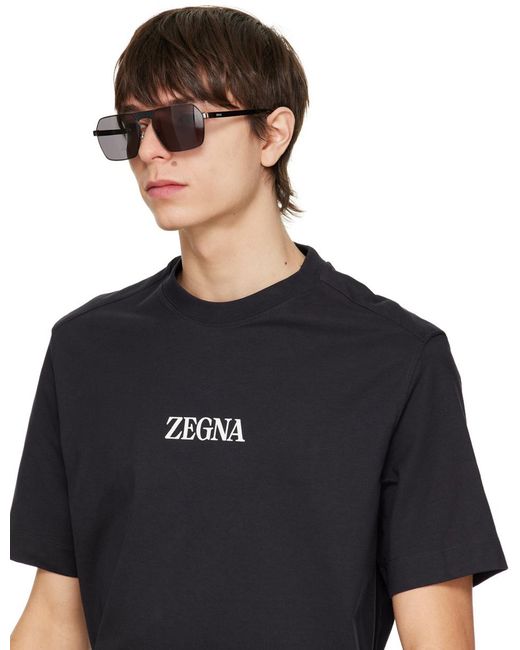 Zegna White Logo Sunglasses for men