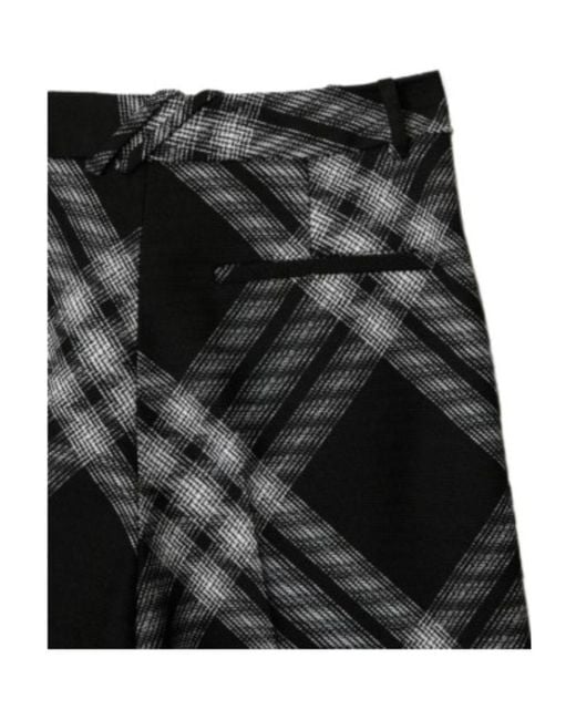 Burberry Black Double Pleated Checkered Palazzo Pants