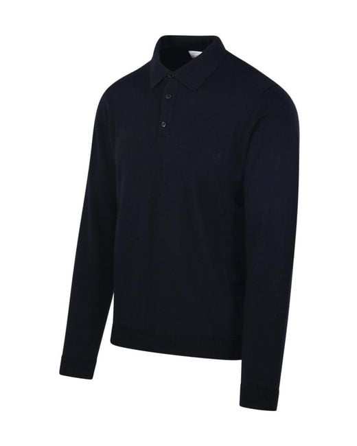 Roberto Collina Blue Long-Sleeve Knitted Polo Shirt for men