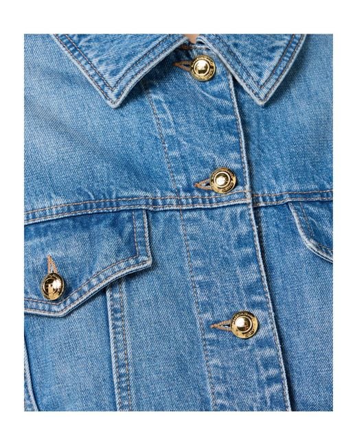 Elisabetta Franchi Blue Oversized Cropped Denim Jacket