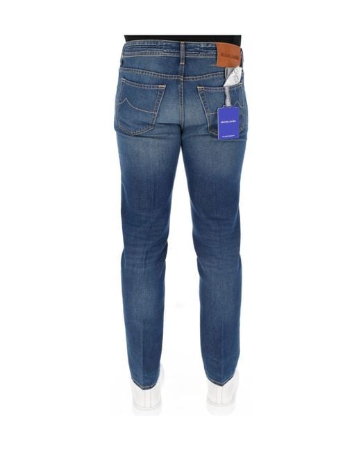 Jacob Cohen Blue Logo-Patch Slim-Cut Jeans for men