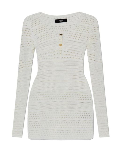 Amiri White Crochet Knitted Mini Dress