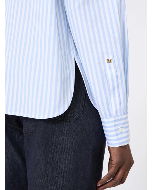 Max Mara Blue Cotton Stripe Shirt