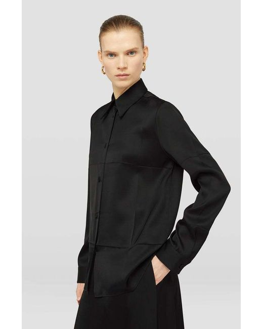 Jil Sander Black Long-Sleeved Twill Shirt