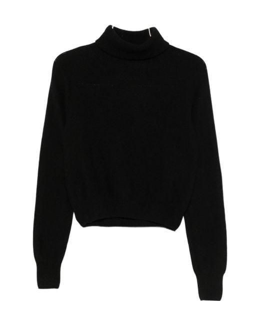 Baserange Black High-Neck Ribbed Sweater