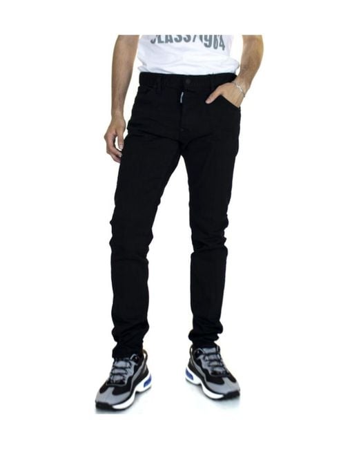 DSquared² Black Logo Patch Low-Rise Trousers for men