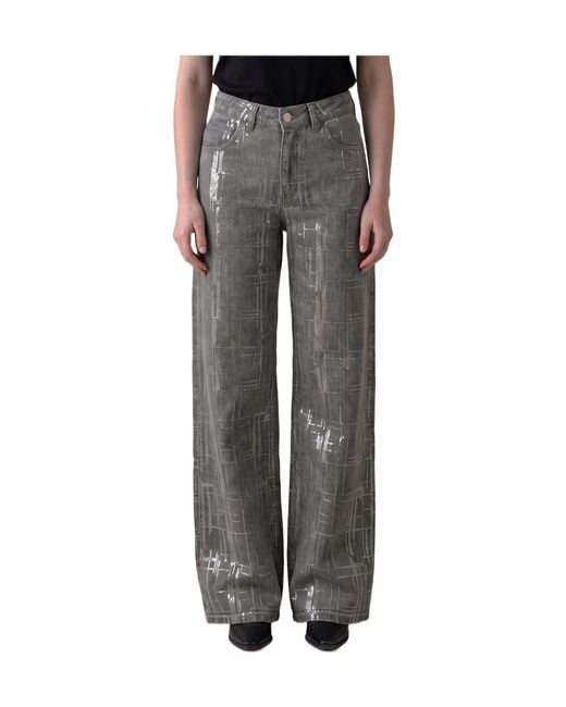 FEDERICA TOSI Gray Jeans With Sequin Embroidery