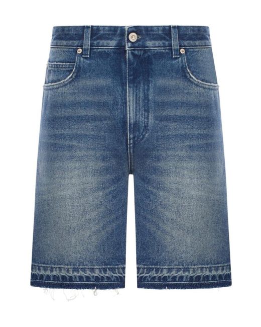 Loewe Blue Frayed Hem Denim Shorts for men