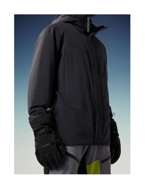 Moncler Black Grenoble Logo Patch Panelled Gloves for men