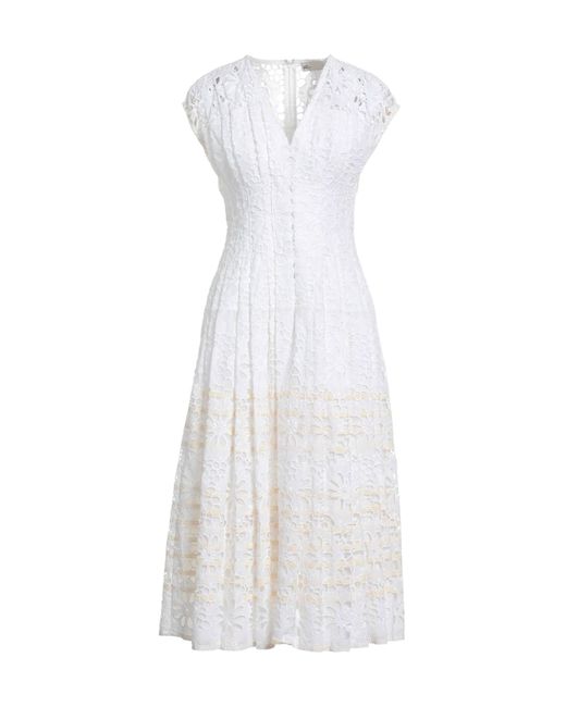 Tory Burch White Solid Color Pleated Dress