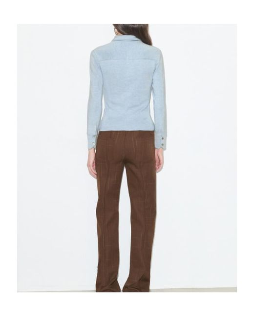 Tory Burch Blue Silk Polo Cardigan